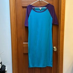 Teal and Purple LuLaRoe Julia dress